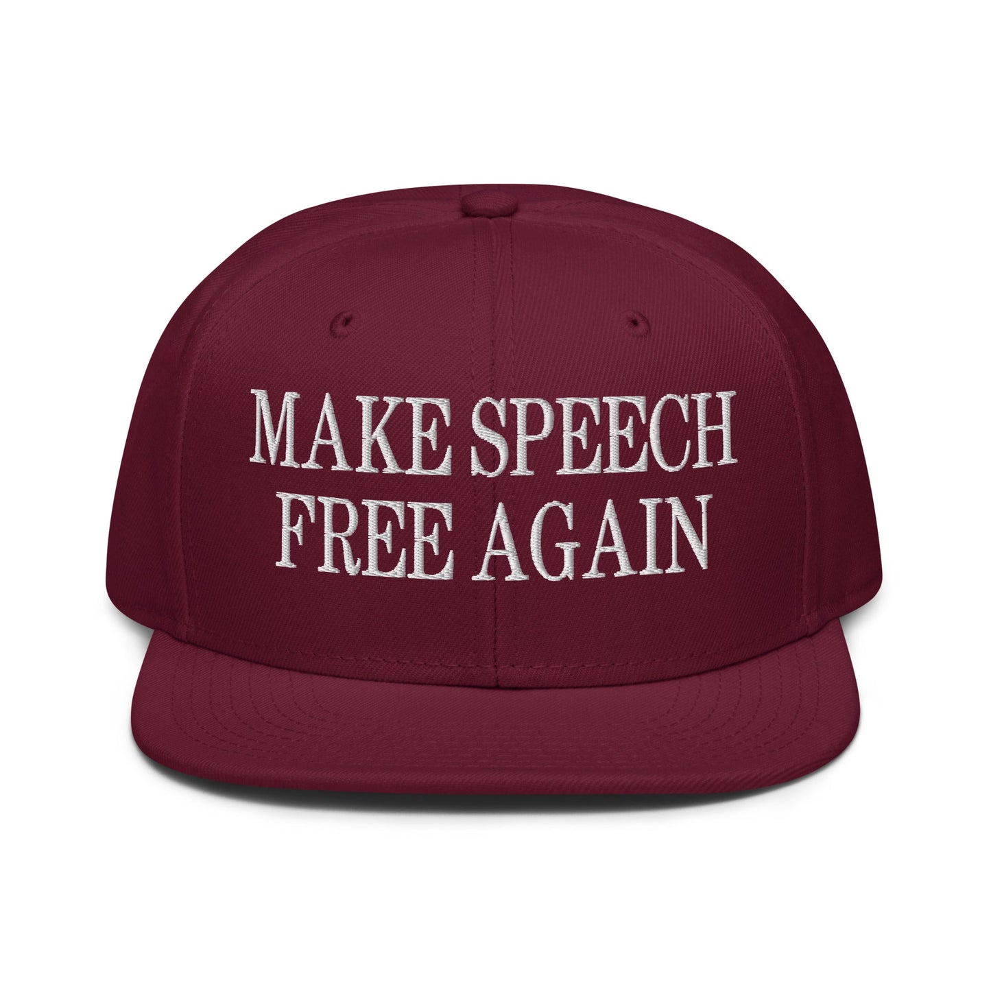 Make Speech Free Again High Crown Snapback Hat Burgundy maroon