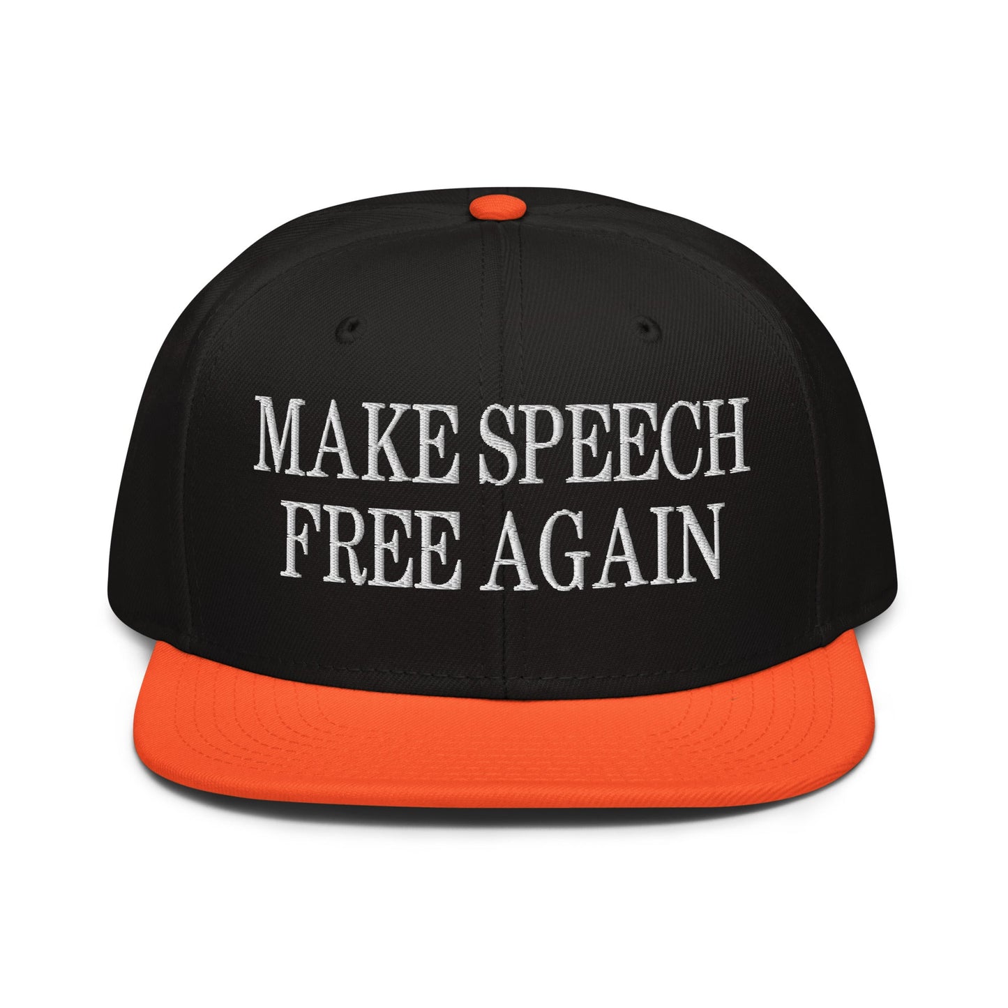 Make Speech Free Again High Crown Snapback Hat Orange Black Black