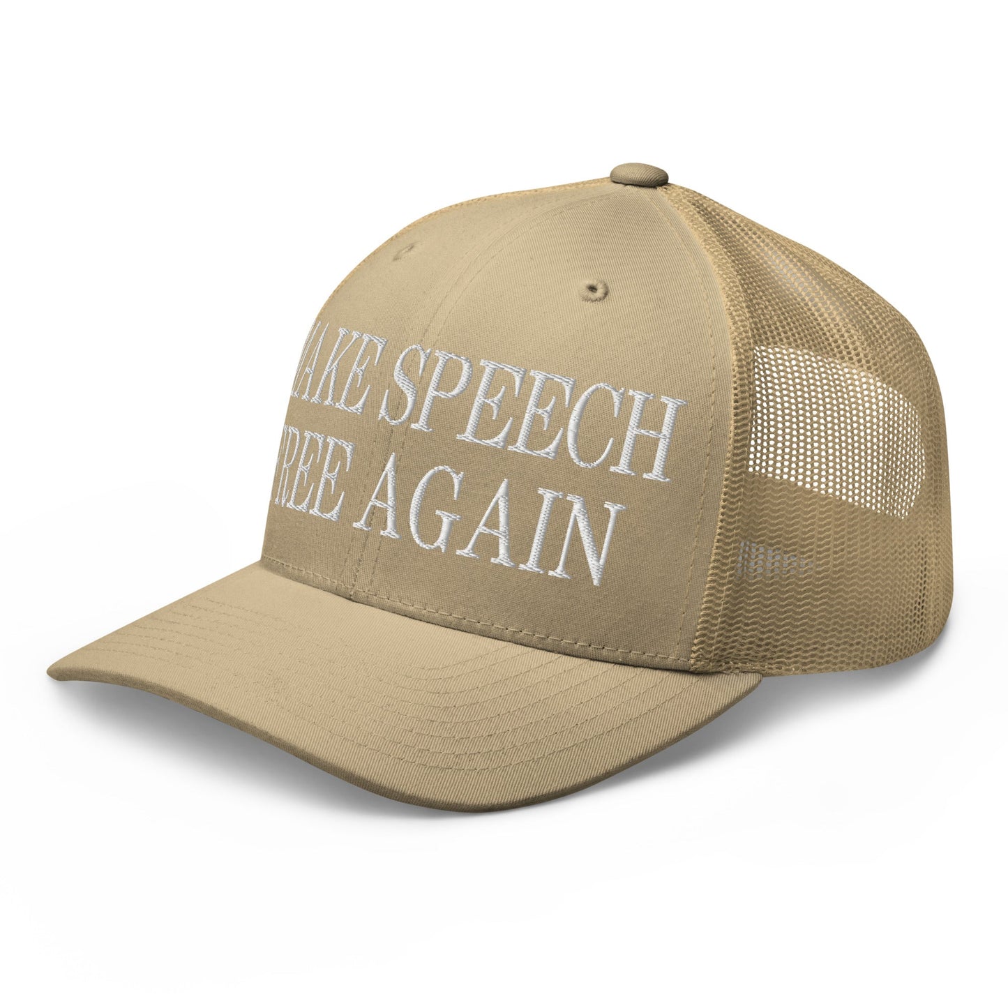 Make Speech Free Again Retro Trucker Hat Khaki