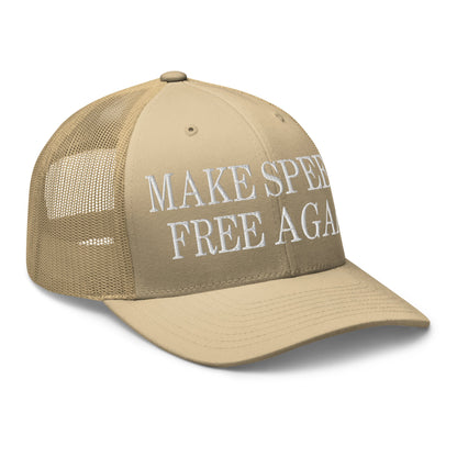 Make Speech Free Again Retro Trucker Hat Khaki