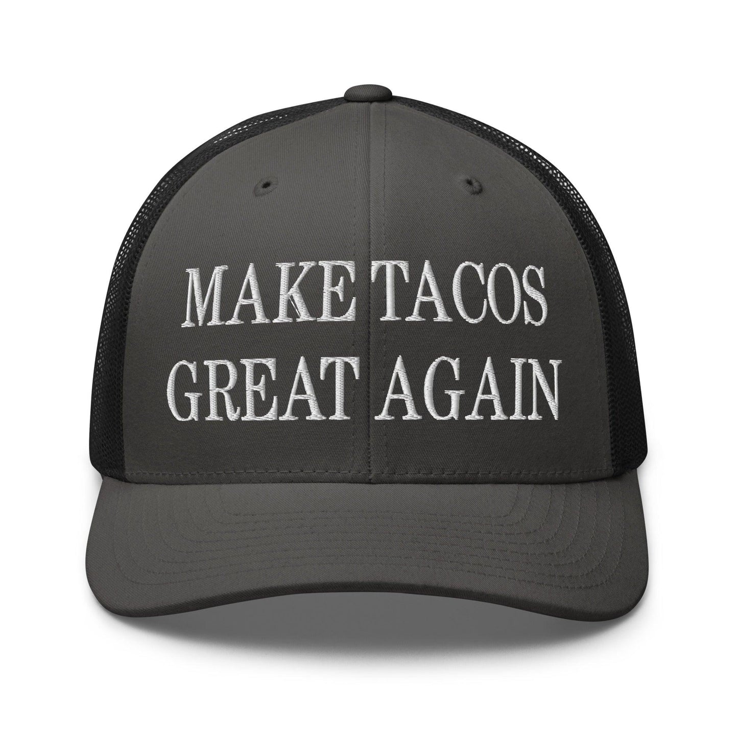 Make Tacos Great Again Embroidered Mesh Trucker Hat Charcoal Black