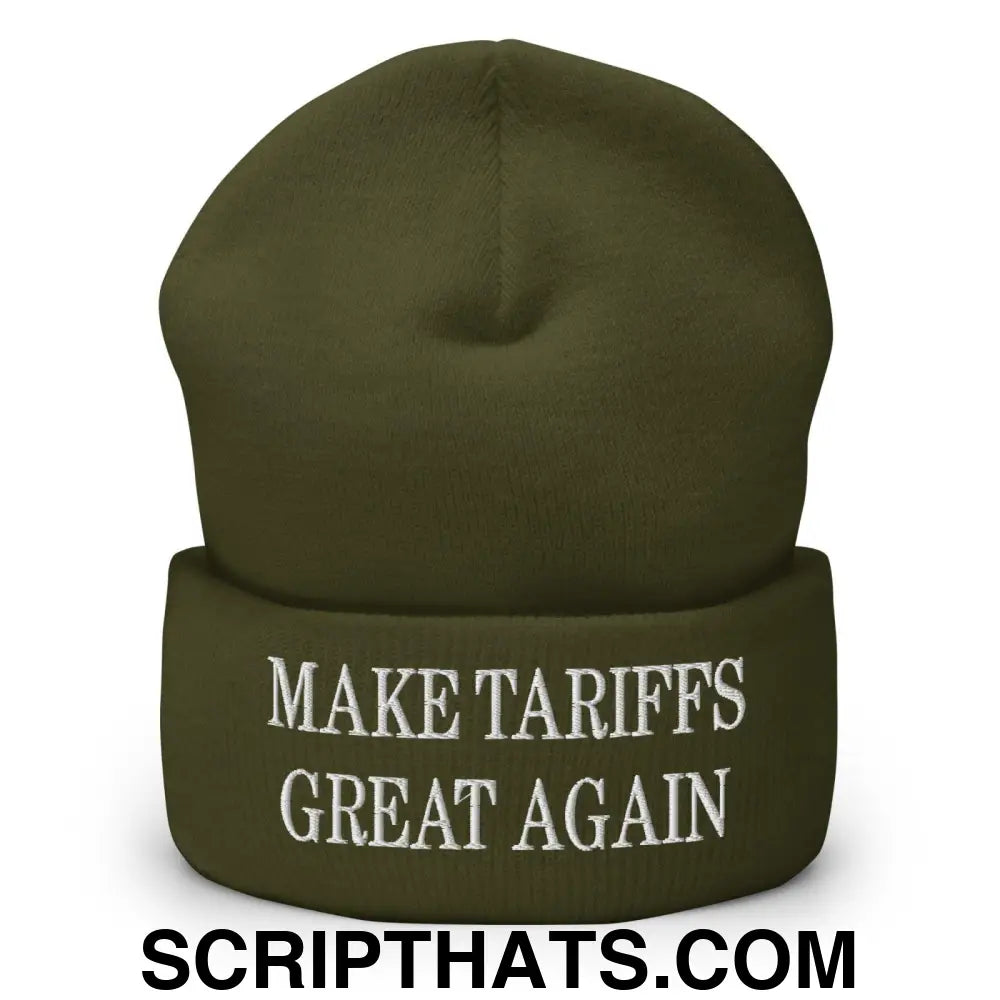 Make Tariffs Great Again Embroidered Knit Cuffed Beanie Olive