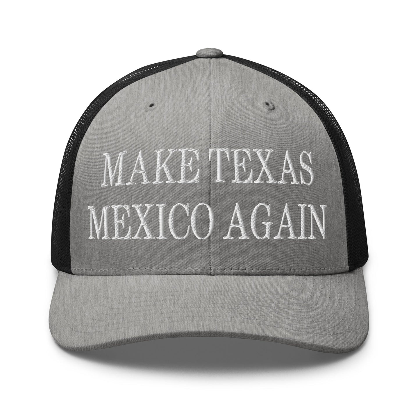 Make Texas Mexico Again Embroidered Mesh Trucker Hat Heather Black