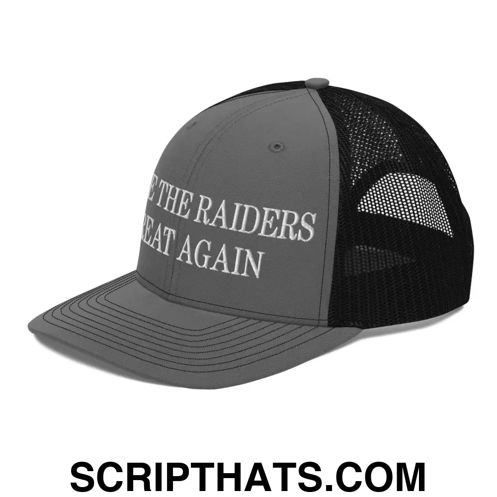 Make The Raiders Great Again Embroidered Classic Mesh Trucker Hat Charcoal Black