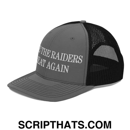 Make The Raiders Great Again Embroidered Classic Mesh Trucker Hat Charcoal Black