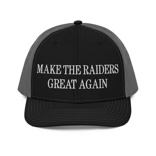 Make The Raiders Great Again Embroidered Classic Mesh Trucker Hat Black Charcoal