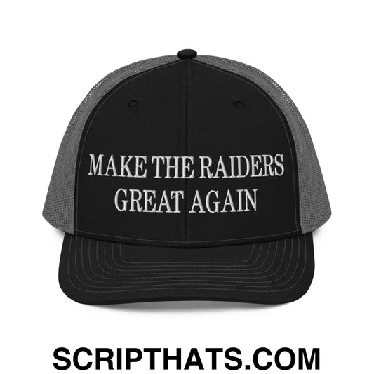 Make The Raiders Great Again Embroidered Classic Mesh Trucker Hat Black Charcoal