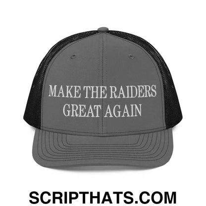 Make The Raiders Great Again Embroidered Classic Mesh Trucker Hat Charcoal Black