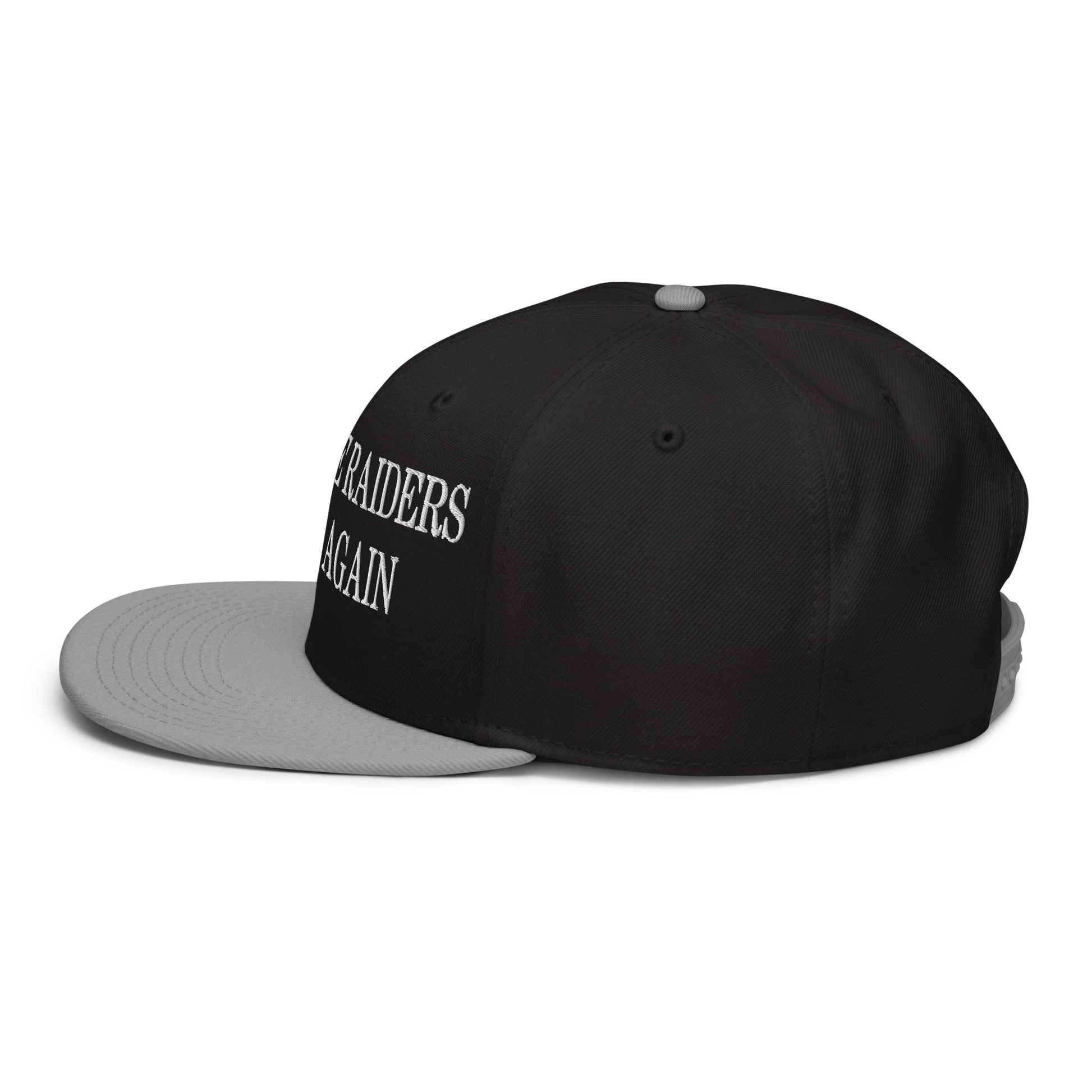 Make The Raiders Great Again Embroidered Flat Brim Bill Snapback Hat Gray Black Black