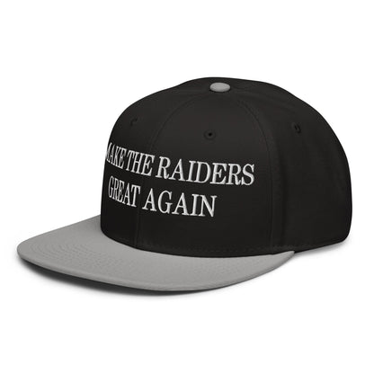 Make The Raiders Great Again Embroidered Flat Brim Bill Snapback Hat Gray Black Black