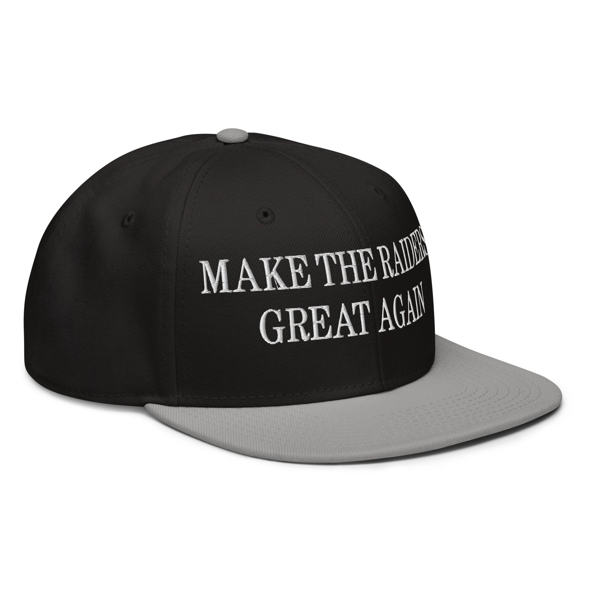 Make The Raiders Great Again Embroidered Flat Brim Bill Snapback Hat Gray Black Black