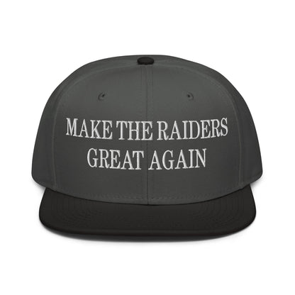 Make The Raiders Great Again Embroidered Flat Brim Bill Snapback Hat Black Charcoal gray Charcoal gray