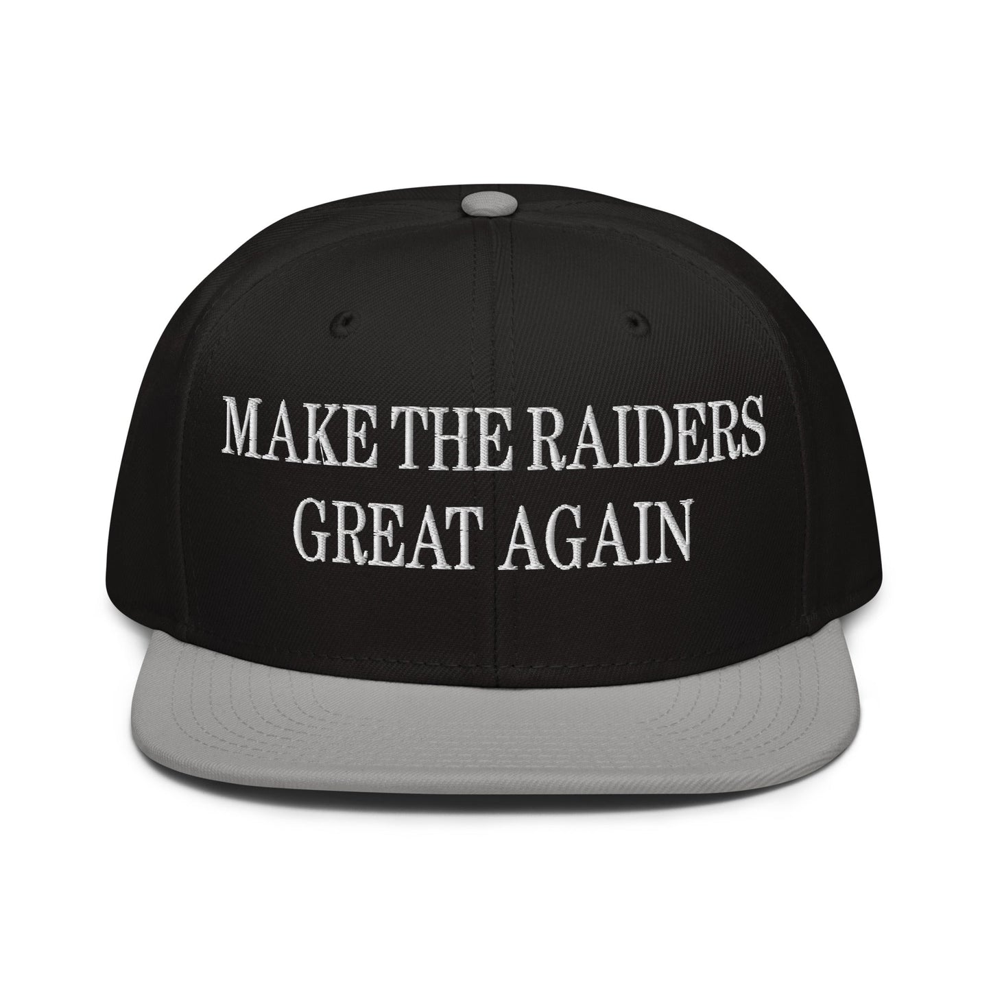 Make The Raiders Great Again Embroidered Flat Brim Bill Snapback Hat Gray Black Black