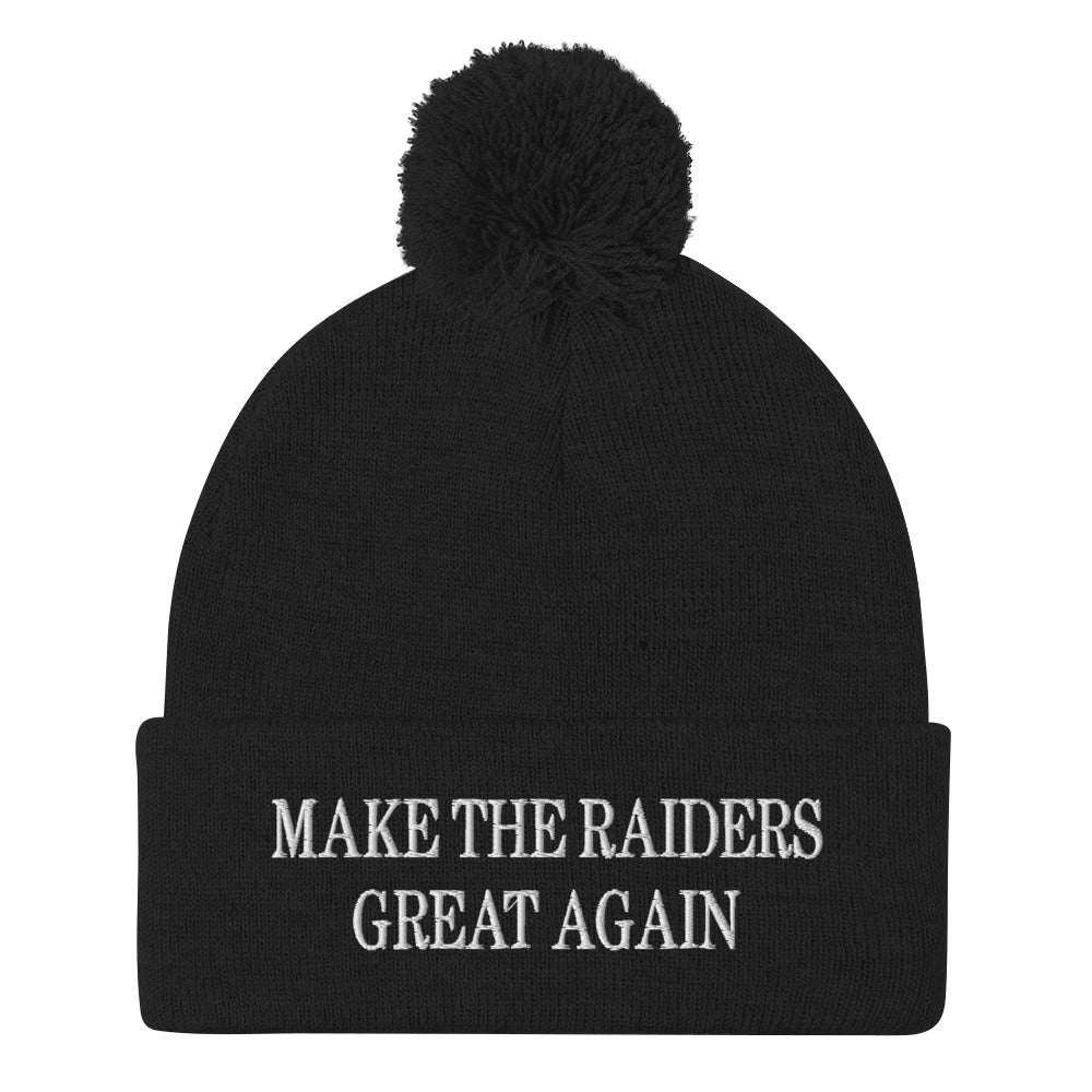 Make The Raiders Great Again Knit Pom Pom Beanie Black