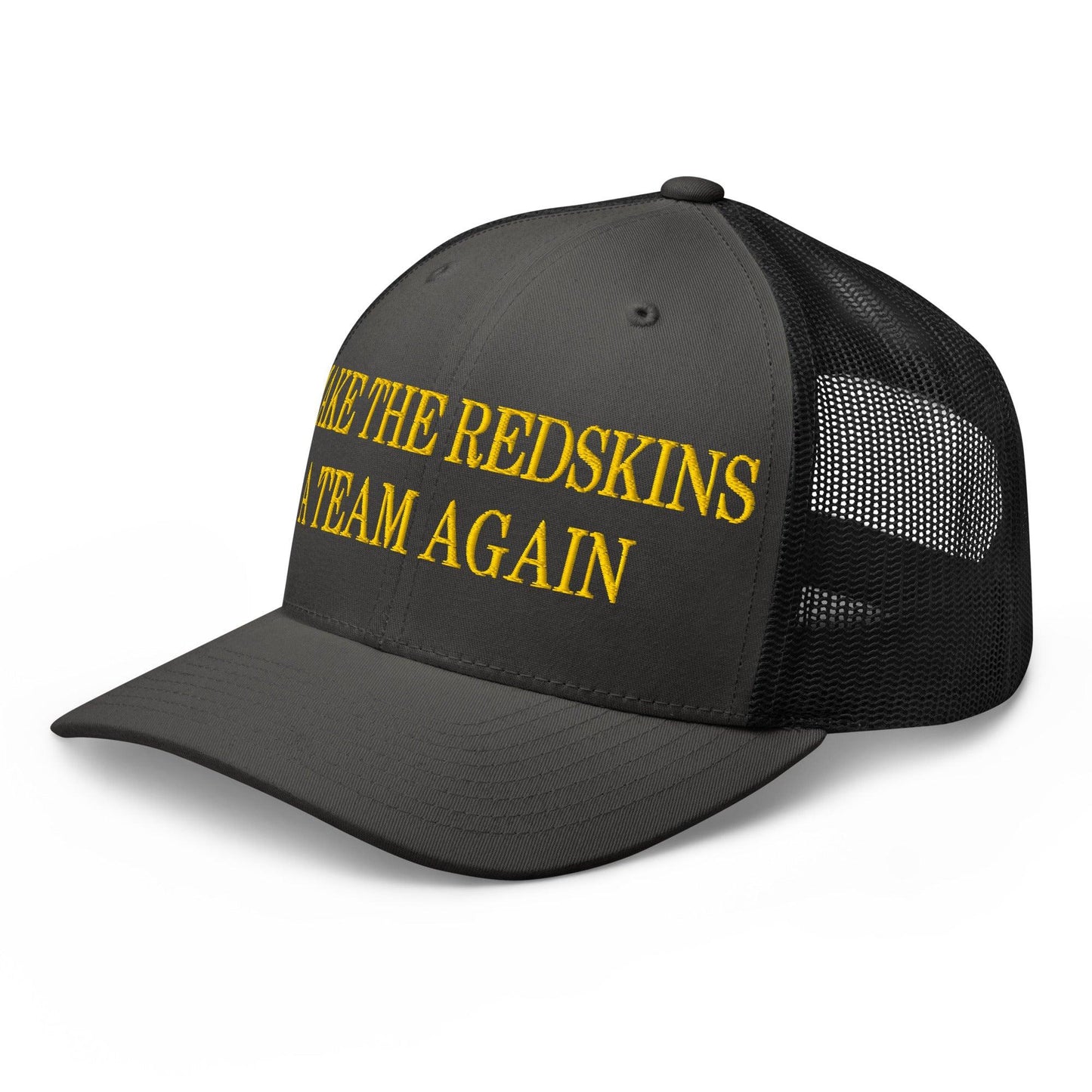 Make The Redskins a Team Again Embroidered Mesh Trucker Hat Charcoal Black