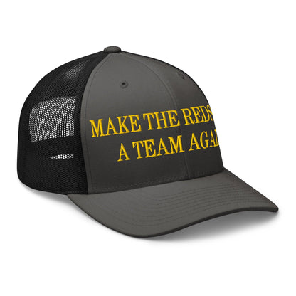 Make The Redskins a Team Again Embroidered Mesh Trucker Hat Charcoal Black