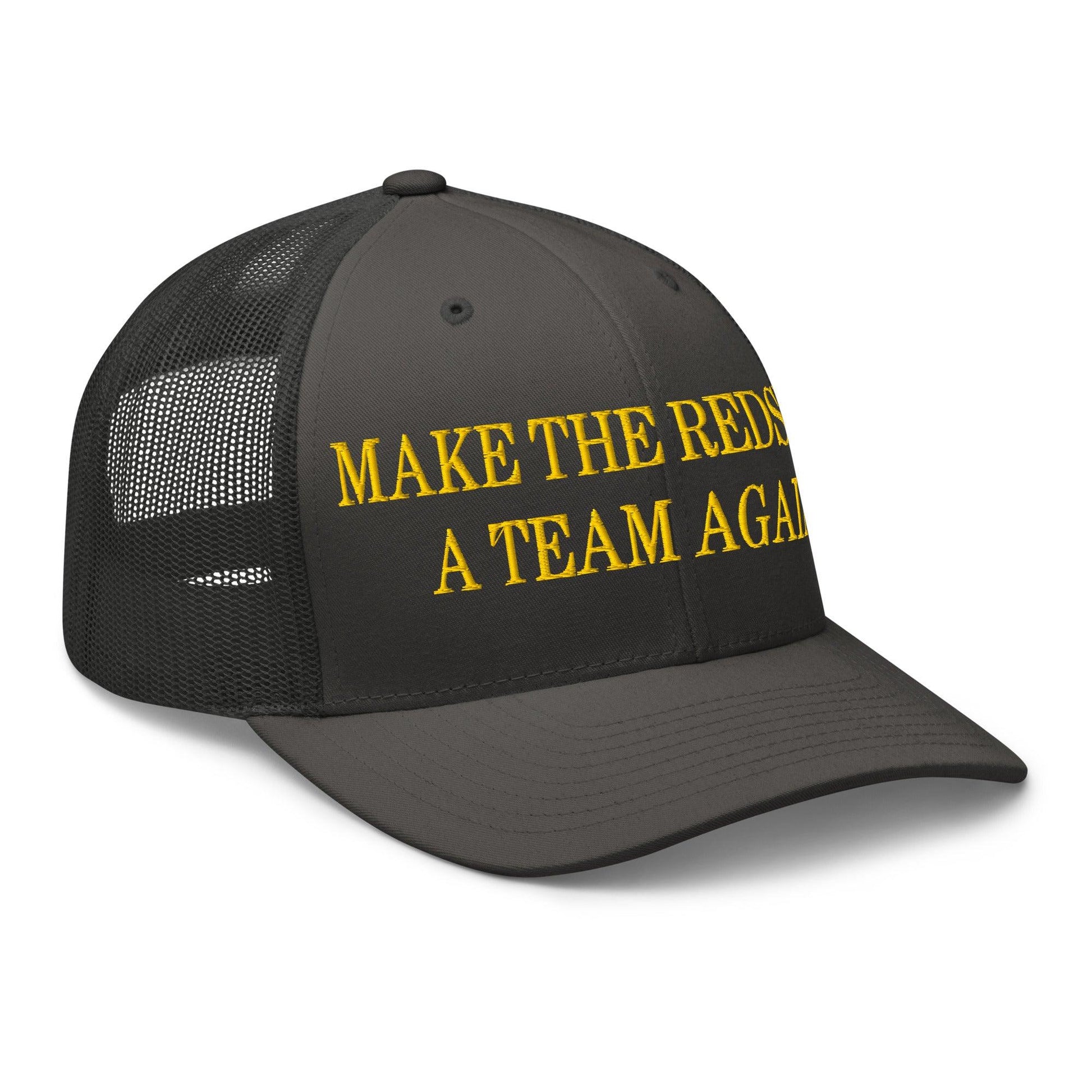 Make The Redskins a Team Again Embroidered Mesh Trucker Hat Charcoal