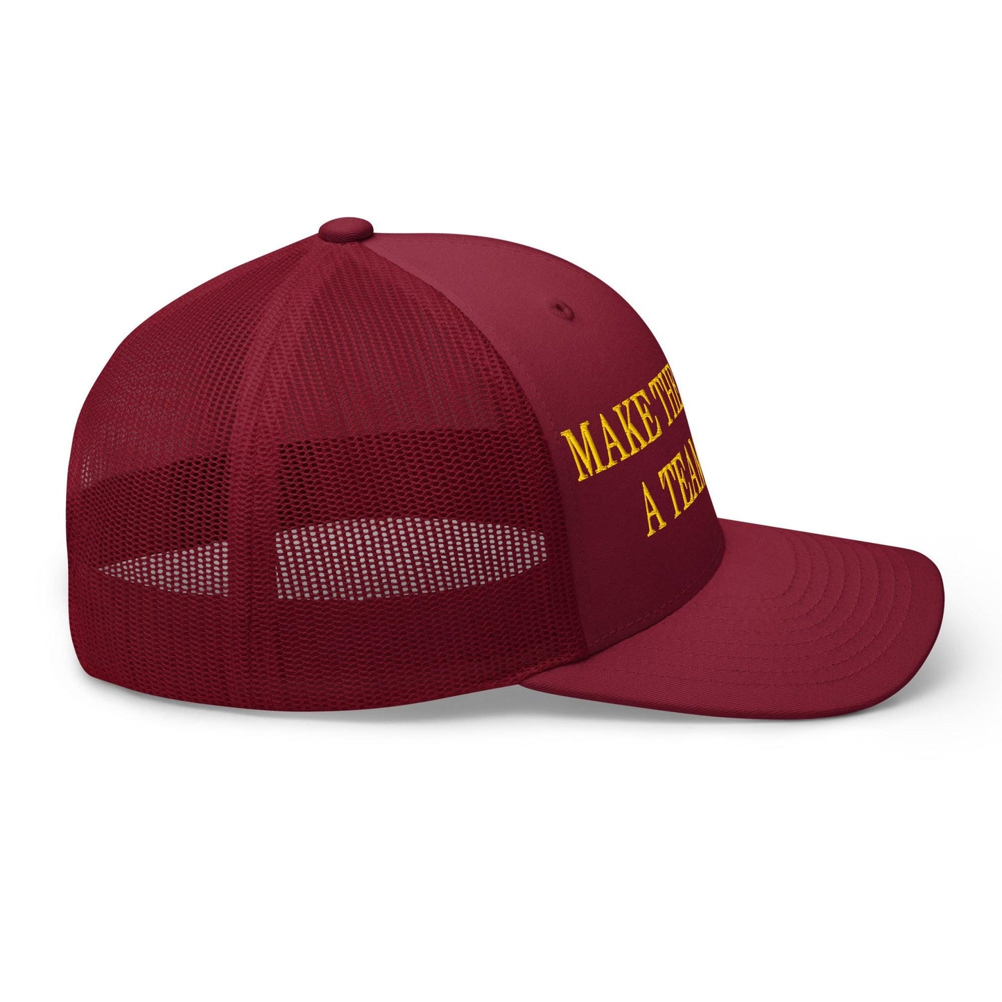 Make The Redskins a Team Again Embroidered Mesh Trucker Hat Cranberry