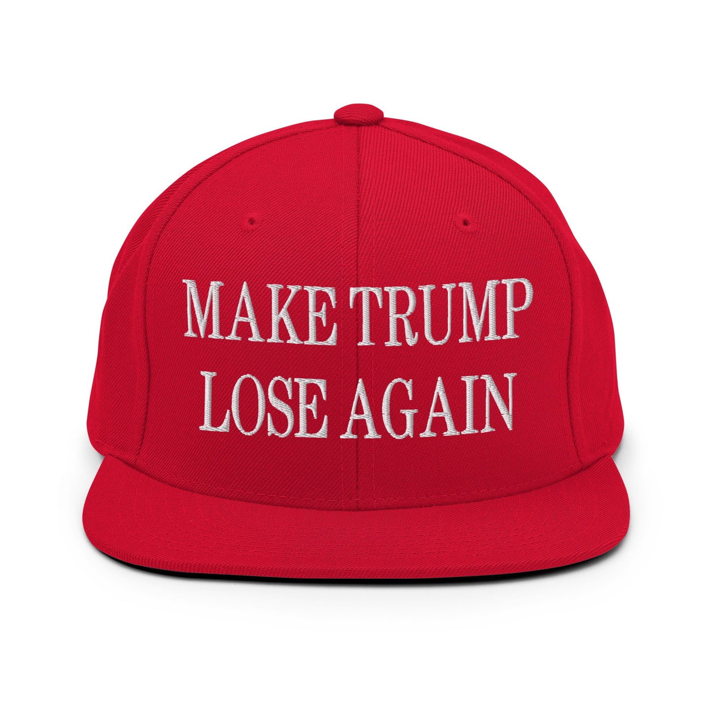 Make Trump Lose Again Embroidered Flat Bill Brim Snapback Hat Red