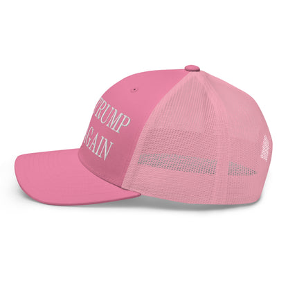 Make Trump Lose Again Embroidered Mesh Trucker Hat Pink