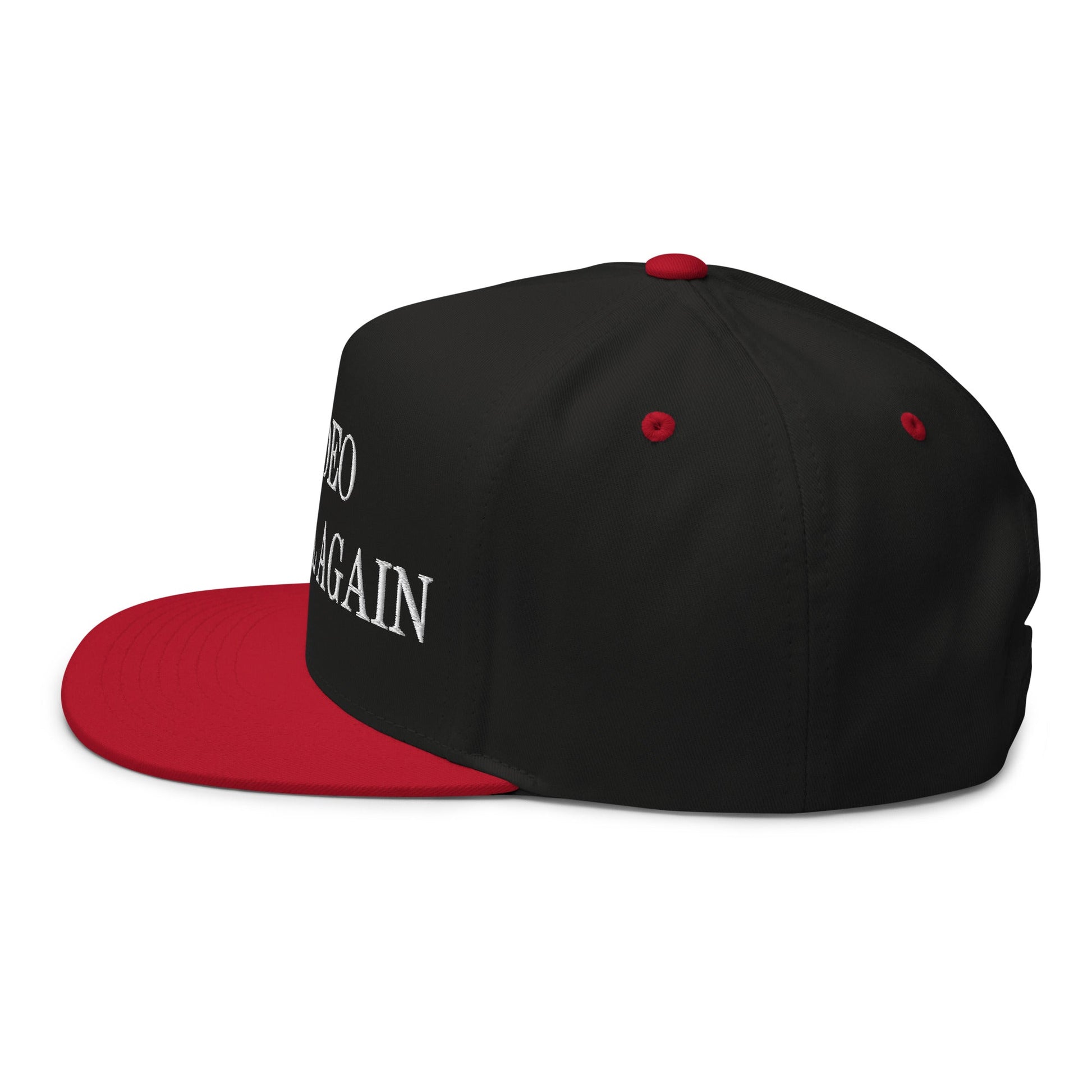 Make Video Horizontal Again Embroidered 5 Panel Flat Bill Brim Snapback Hat Black Red