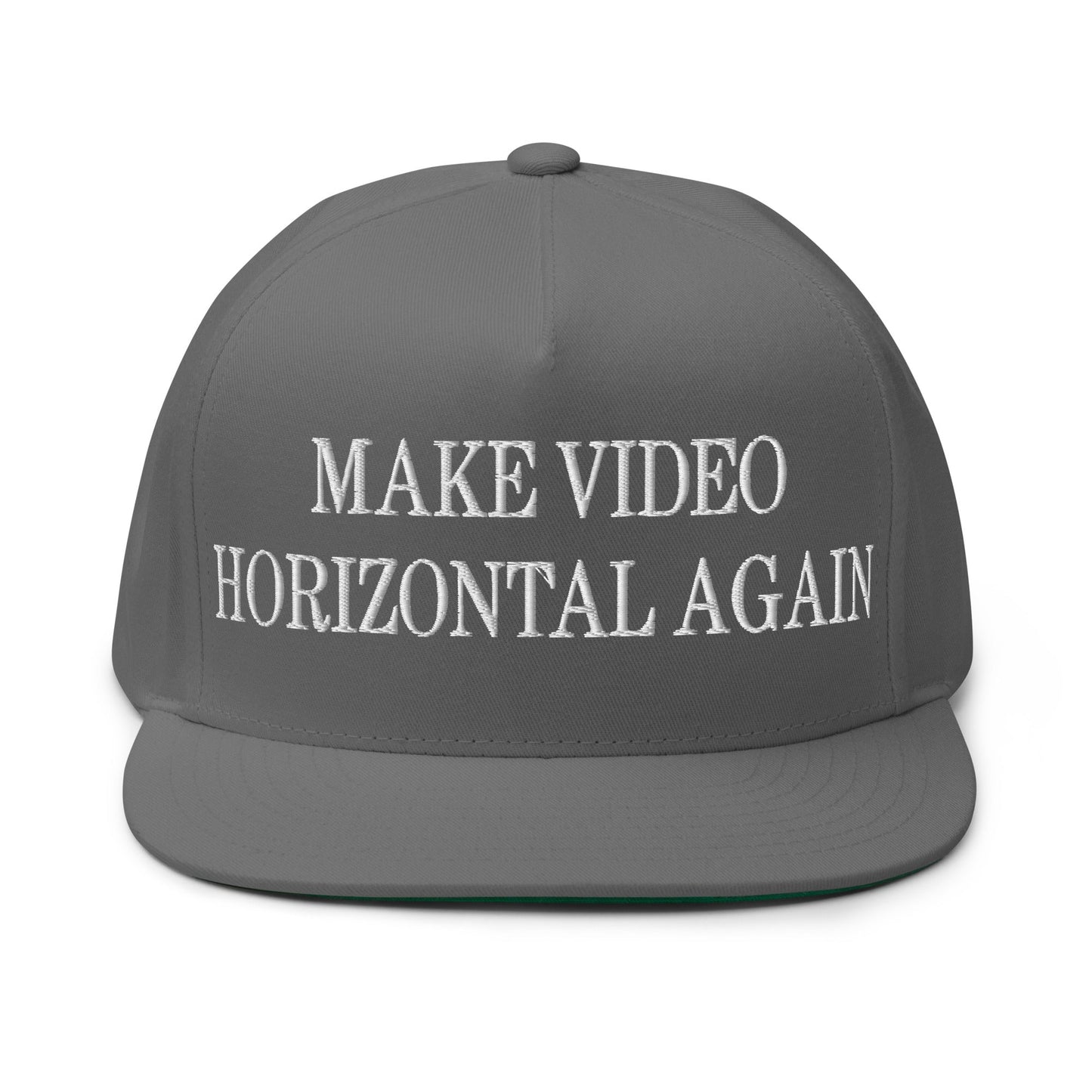 Make Video Horizontal Again Embroidered 5 Panel Flat Bill Brim Snapback Hat Grey