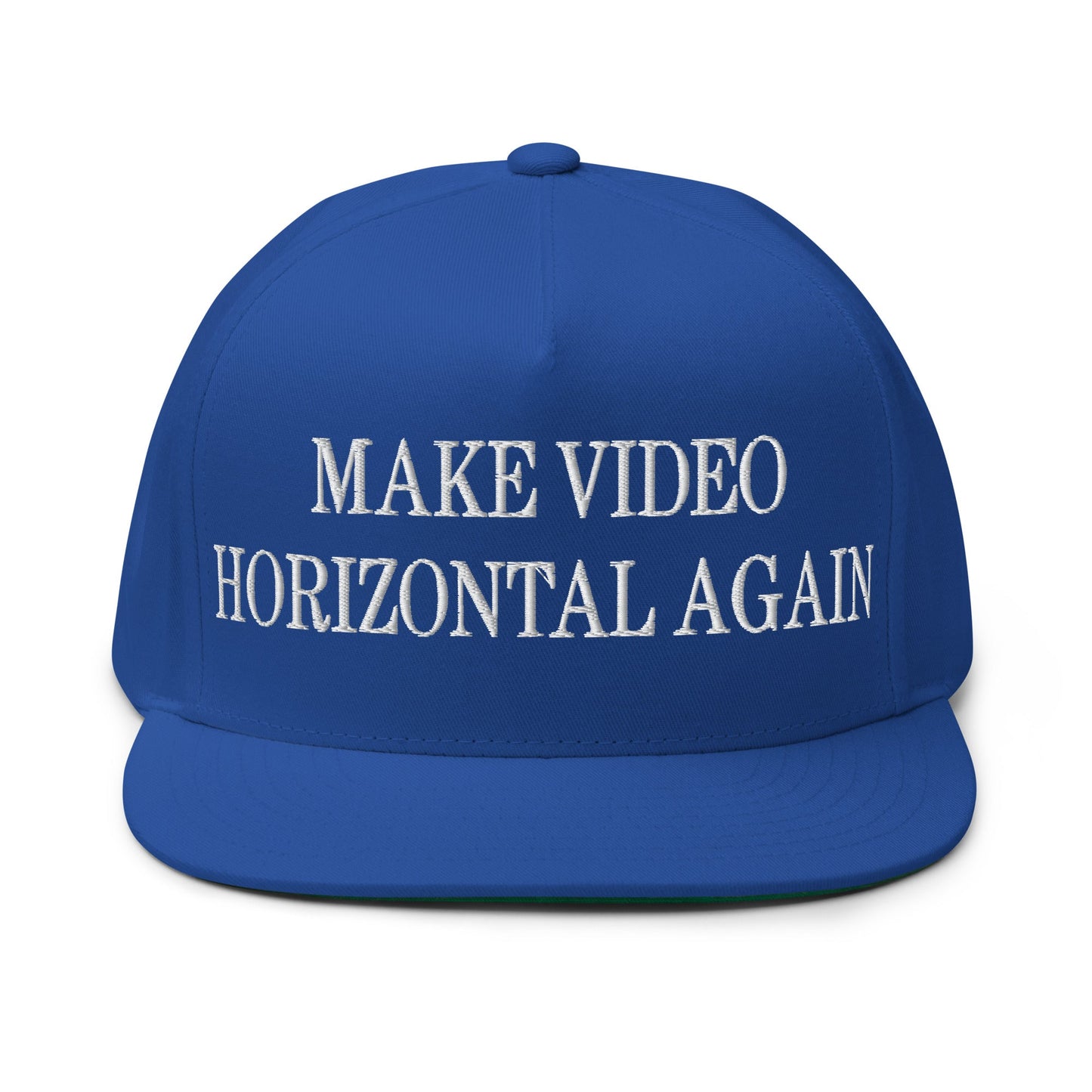 Make Video Horizontal Again Embroidered 5 Panel Flat Bill Brim Snapback Hat Royal Blue