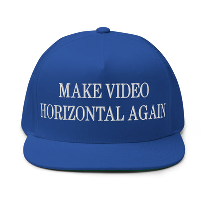 Make Video Horizontal Again Embroidered 5 Panel Flat Bill Brim Snapback Hat Royal Blue