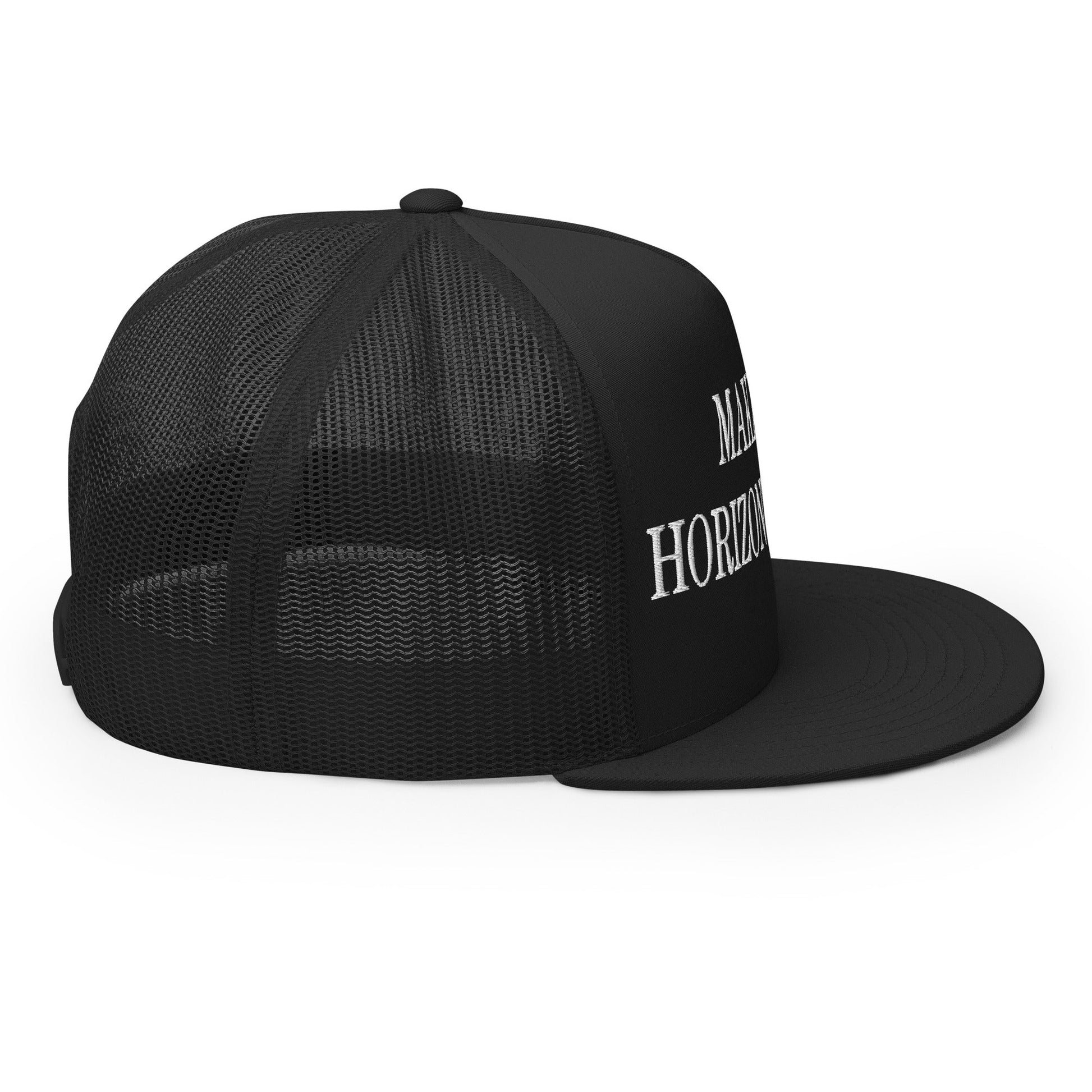 Make Video Horizontal Again Embroidered Mesh Flat Bill Brim Trucker Hat Black