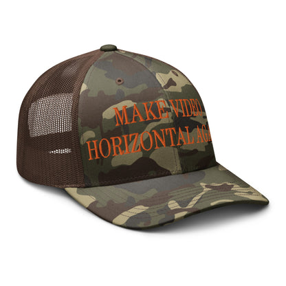 Make Video Horizontal Again Embroidered Orange Camo Trucker Hat Camo Brown