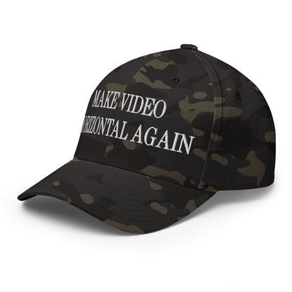 Make Video Horizontal Again Embroidered Stretch Fit Baseball Hat Multicam Black