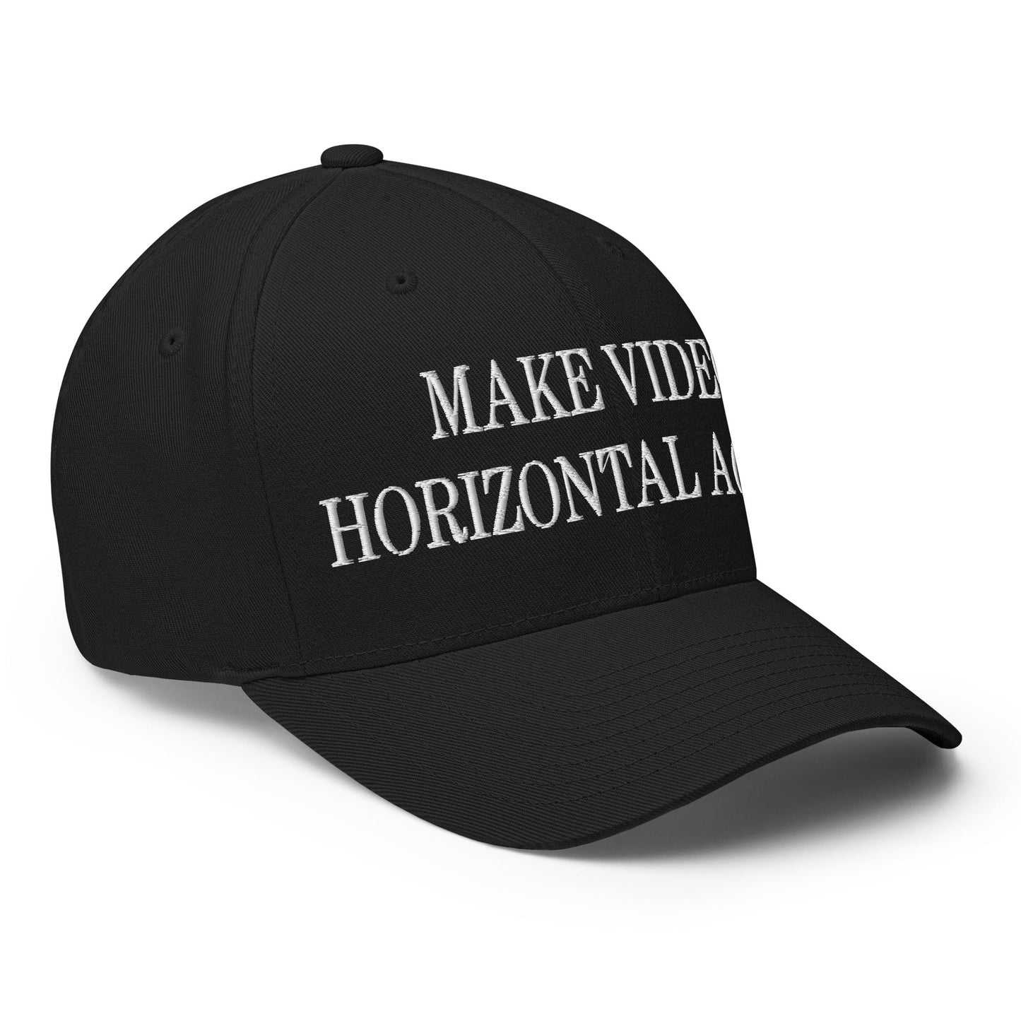 Make Video Horizontal Again Embroidered Stretch Fit Baseball Hat Black