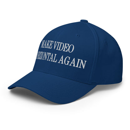 Make Video Horizontal Again Embroidered Stretch Fit Baseball Hat Royal Blue