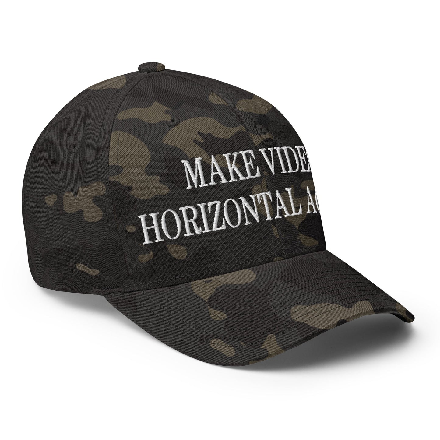 Make Video Horizontal Again Embroidered Stretch Fit Baseball Hat Multicam Black