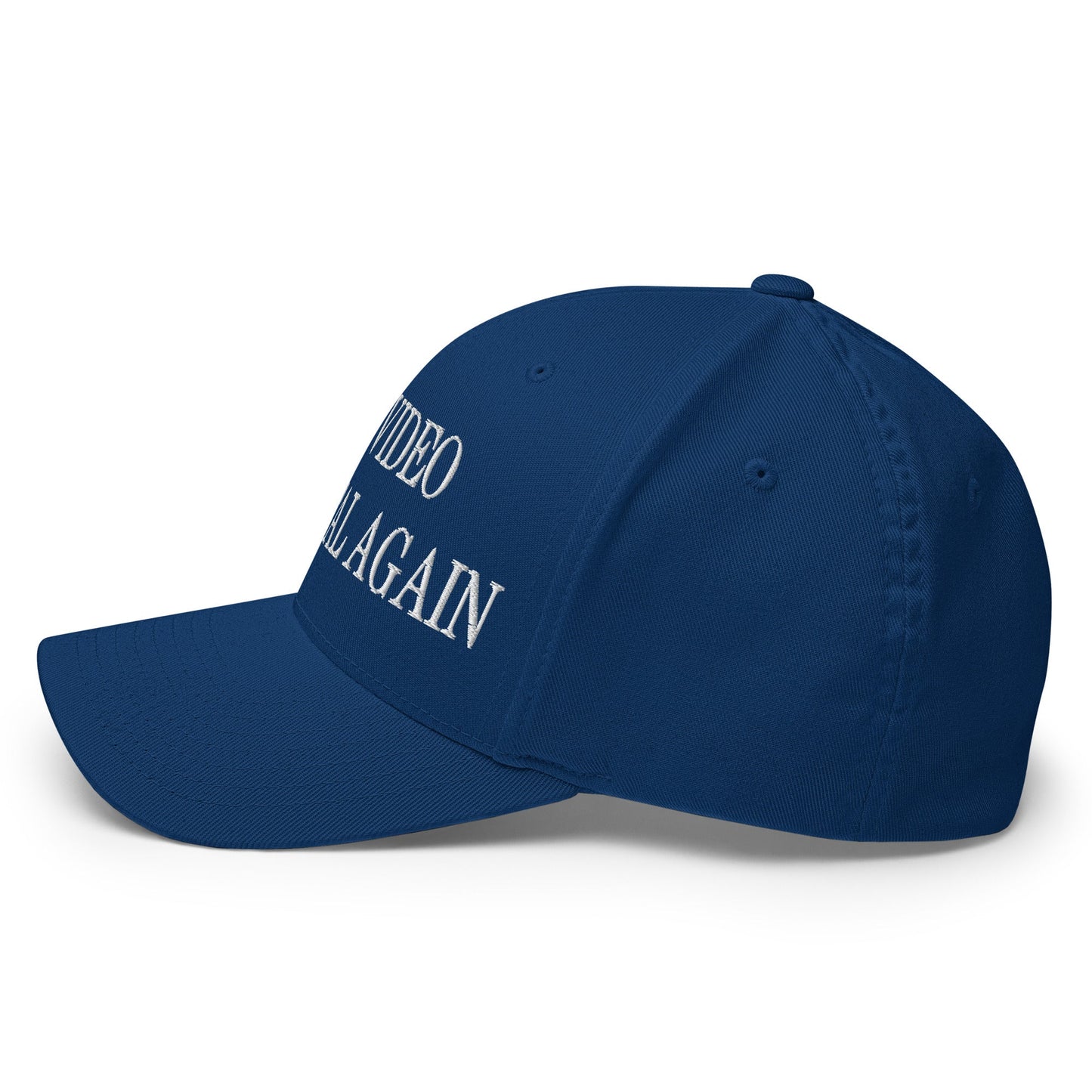 Make Video Horizontal Again Embroidered Stretch Fit Baseball Hat Royal Blue