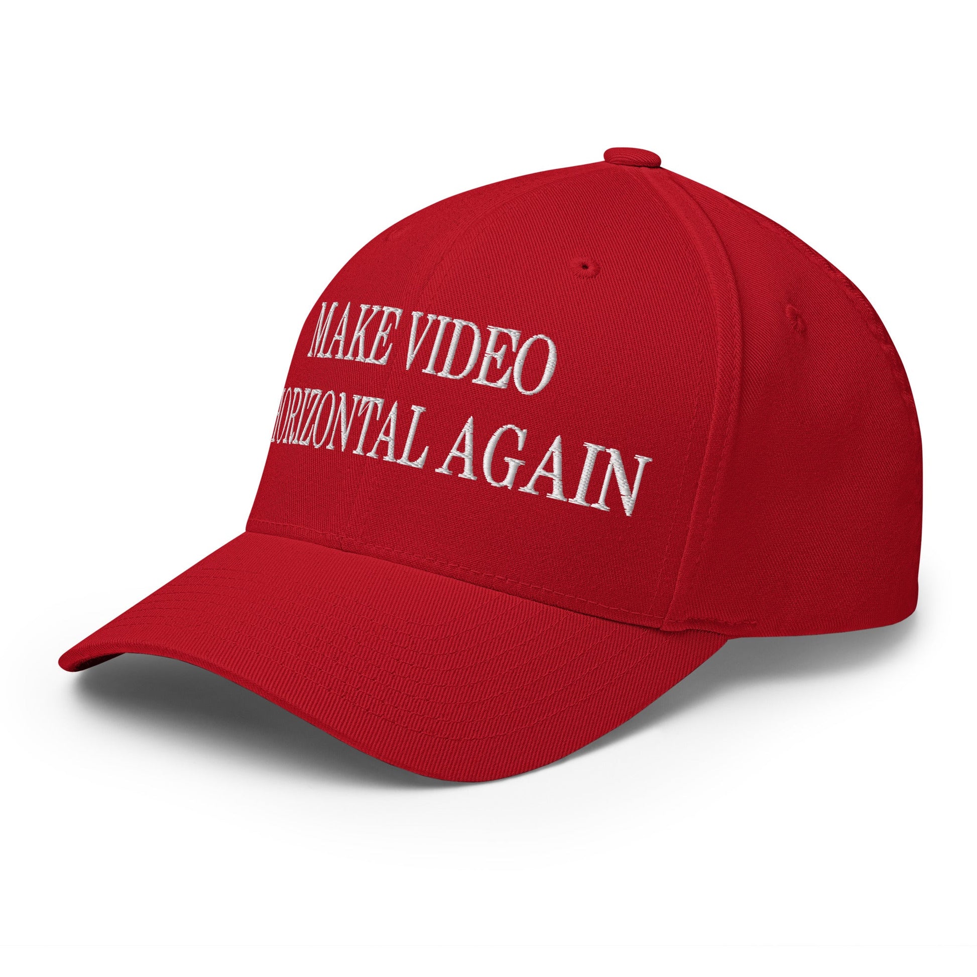 Make Video Horizontal Again Embroidered Stretch Fit Baseball Hat Red