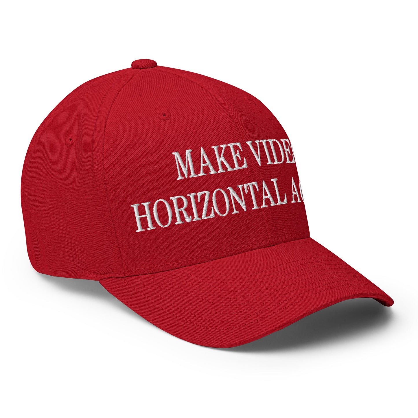 Make Video Horizontal Again Embroidered Stretch Fit Baseball Hat Red