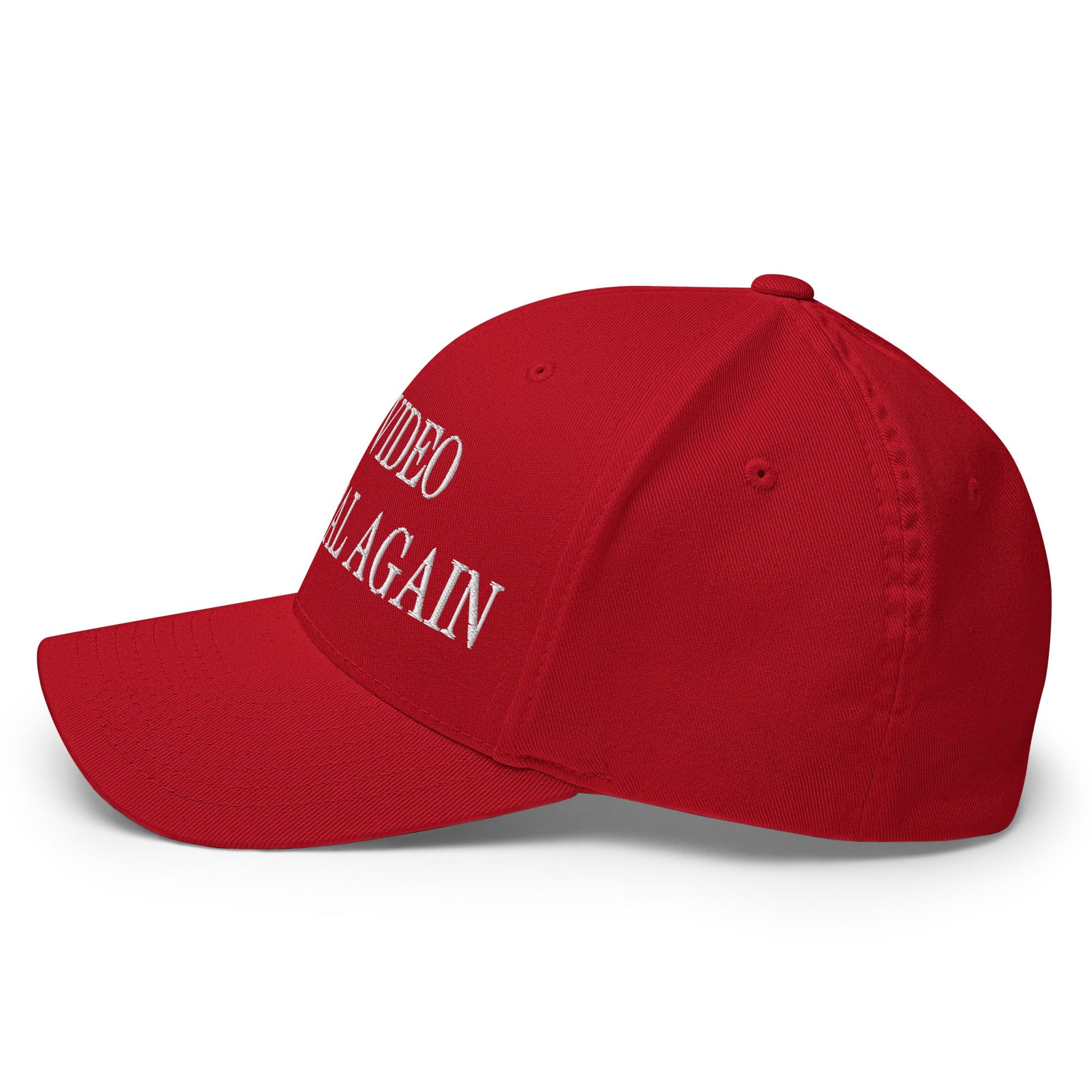 Make Video Horizontal Again Embroidered Stretch Fit Baseball Hat Red