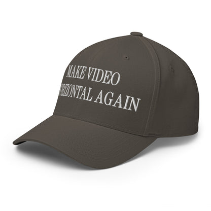 Make Video Horizontal Again Embroidered Stretch Fit Baseball Hat Dark Grey