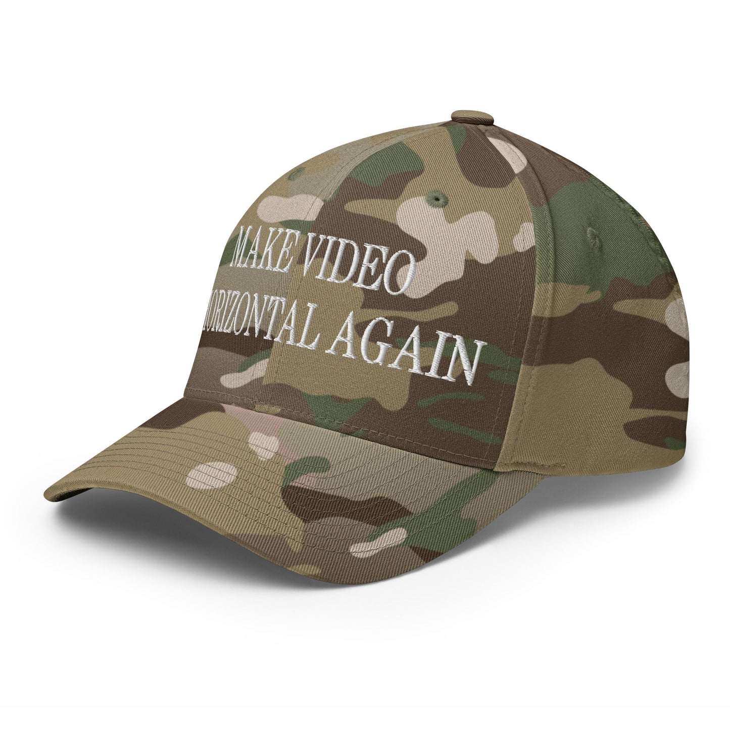 Make Video Horizontal Again Embroidered Stretch Fit Baseball Hat Multicam Green