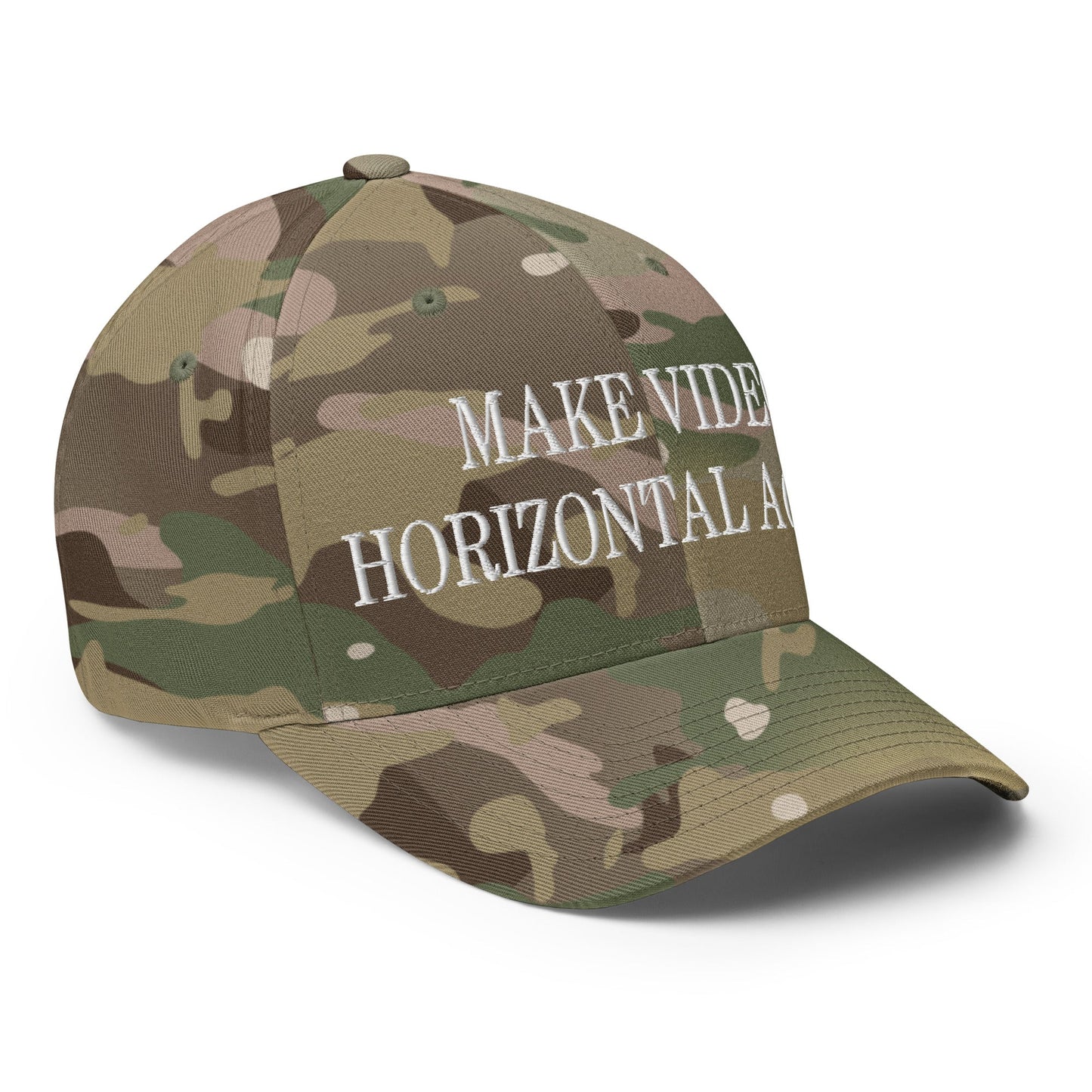 Make Video Horizontal Again Embroidered Stretch Fit Baseball Hat Multicam Green