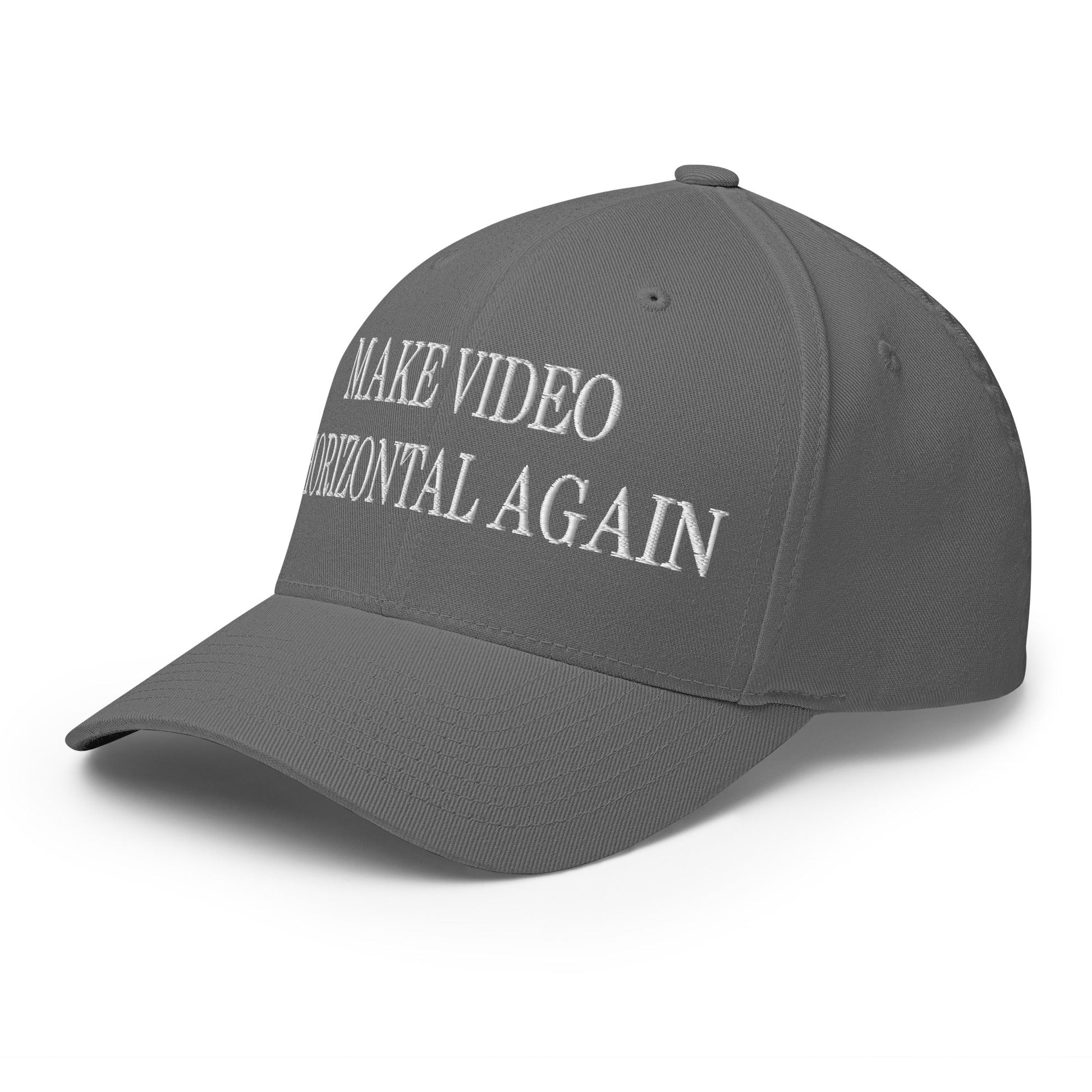 Make Video Horizontal Again Embroidered Stretch Fit Baseball Hat Grey