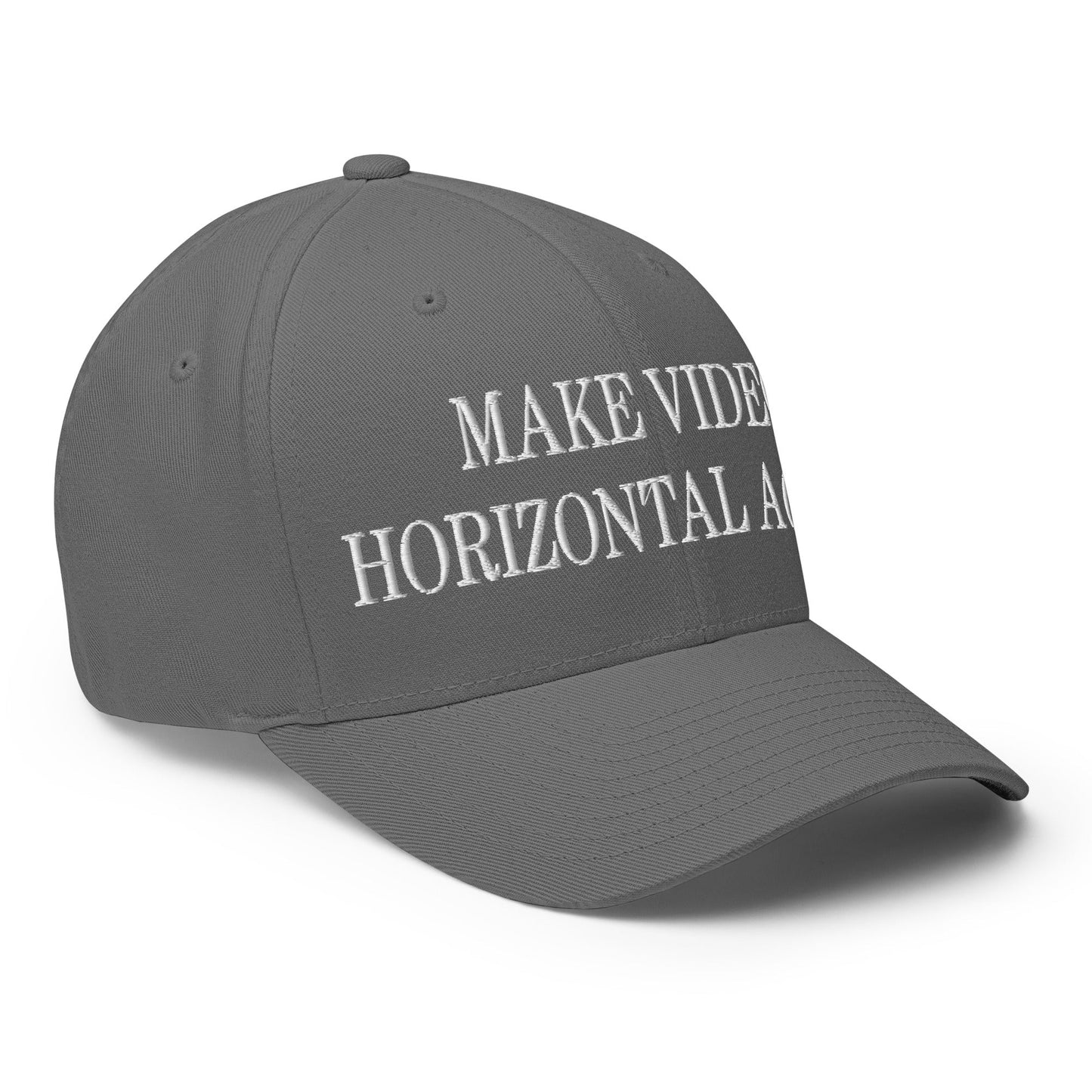 Make Video Horizontal Again Embroidered Stretch Fit Baseball Hat Grey