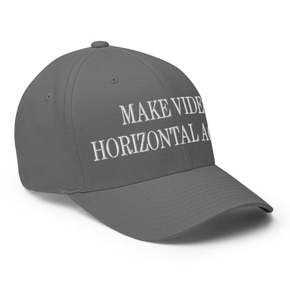 Make Video Horizontal Again Embroidered Stretch Fit Baseball Hat Grey