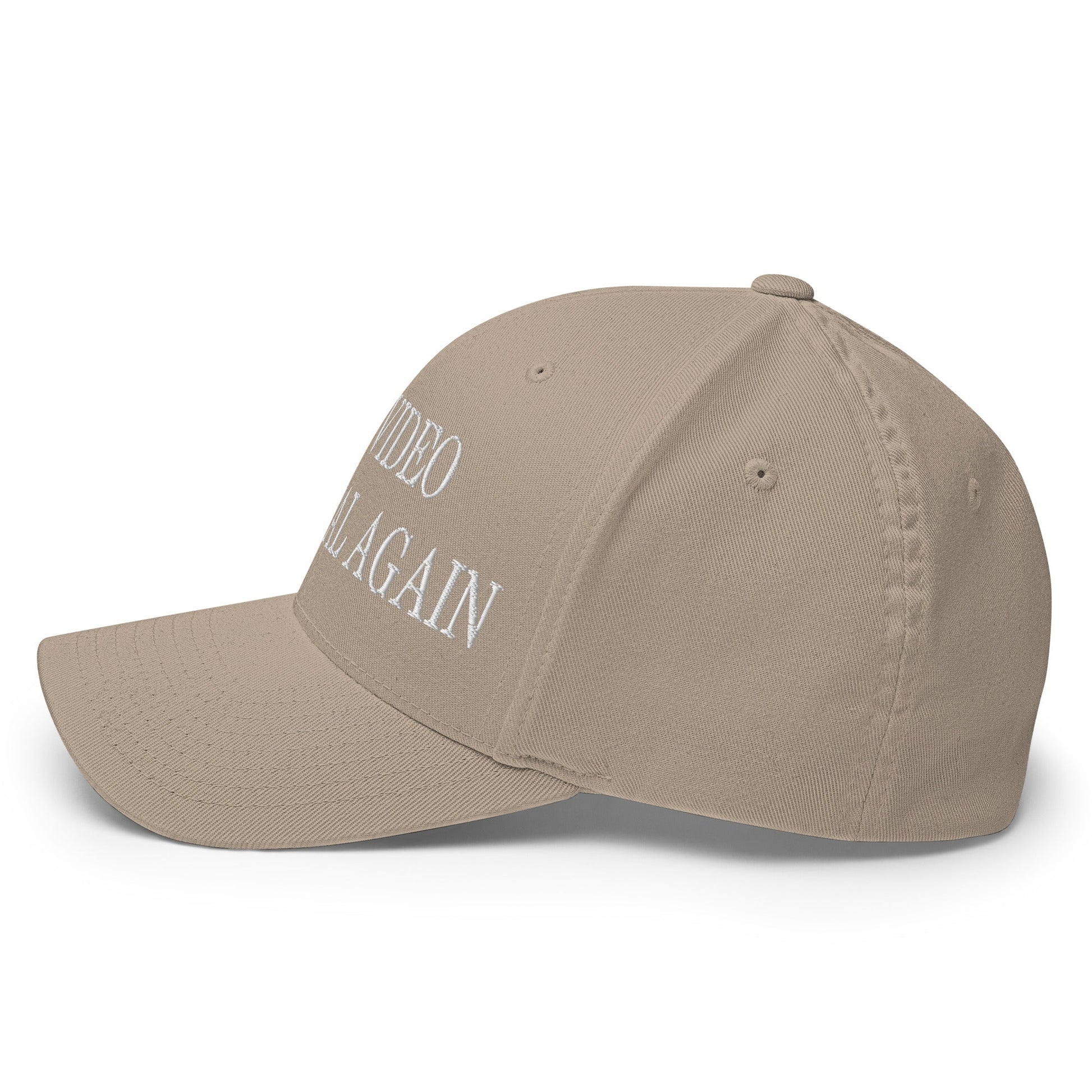 Make Video Horizontal Again Embroidered Stretch Fit Baseball Hat Khaki