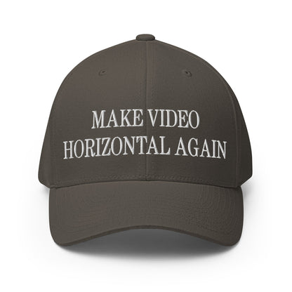 Make Video Horizontal Again Embroidered Stretch Fit Baseball Hat Dark Grey