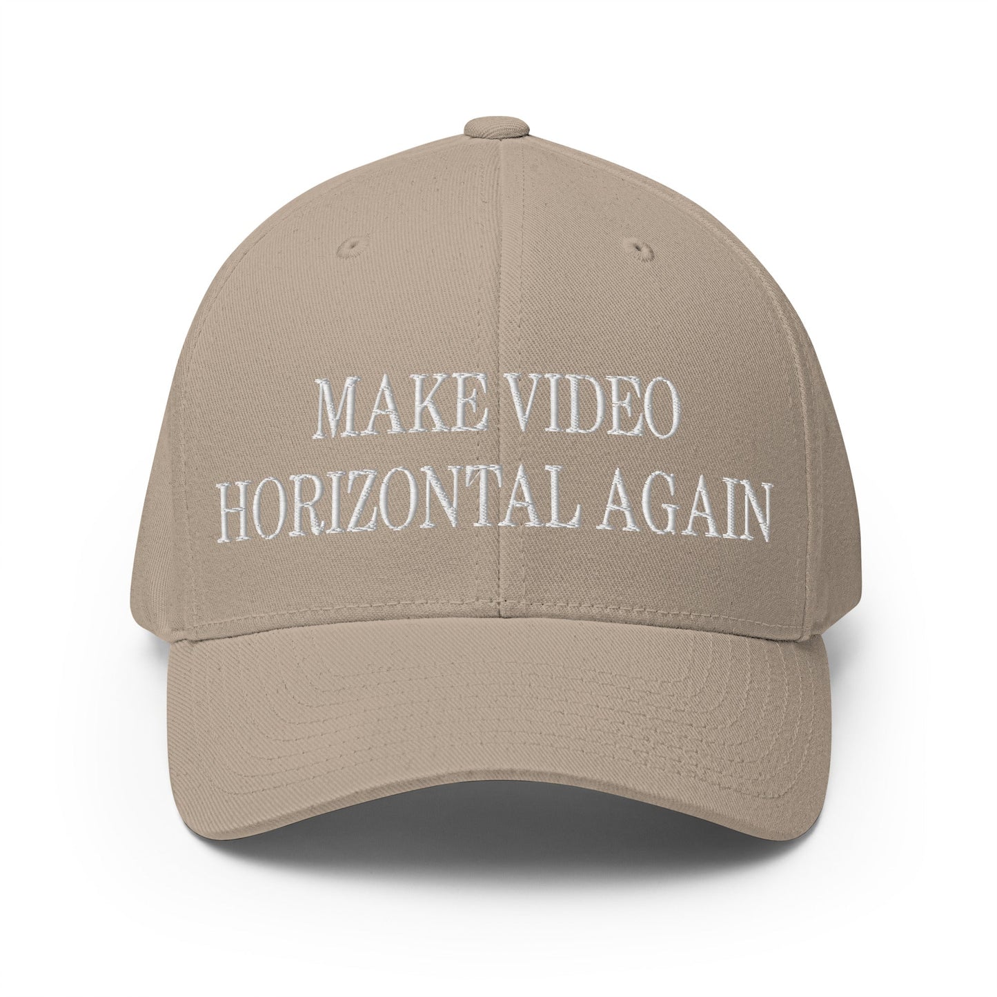 Make Video Horizontal Again Embroidered Stretch Fit Baseball Hat Khaki