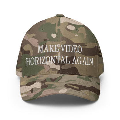 Make Video Horizontal Again Embroidered Stretch Fit Baseball Hat Multicam Green