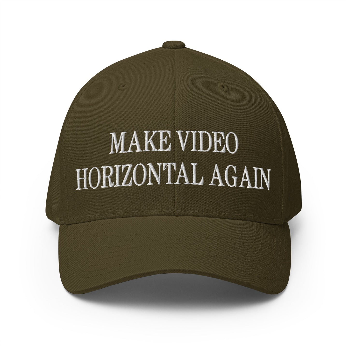 Make Video Horizontal Again Embroidered Stretch Fit Baseball Hat Olive