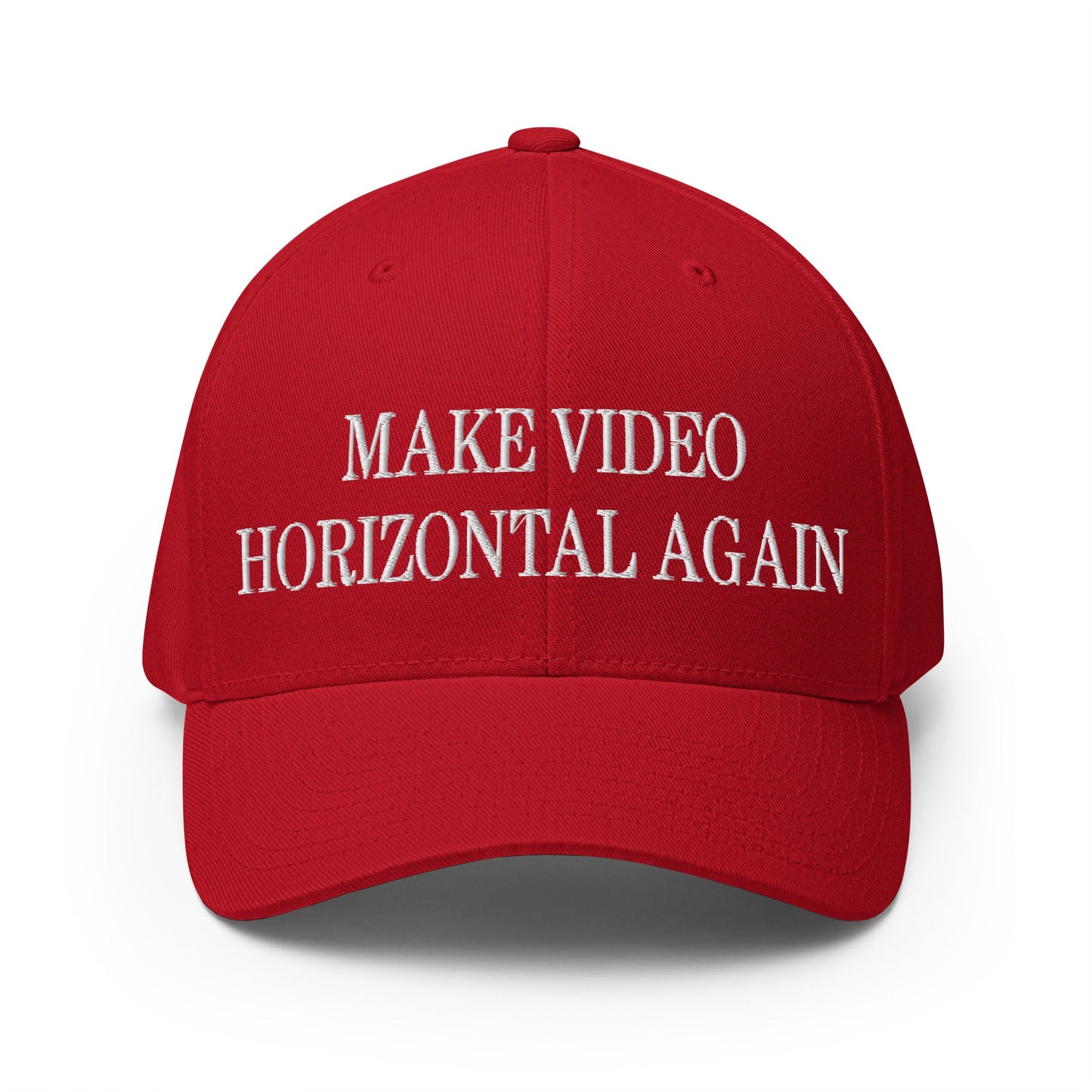 Make Video Horizontal Again Embroidered Stretch Fit Baseball Hat Red